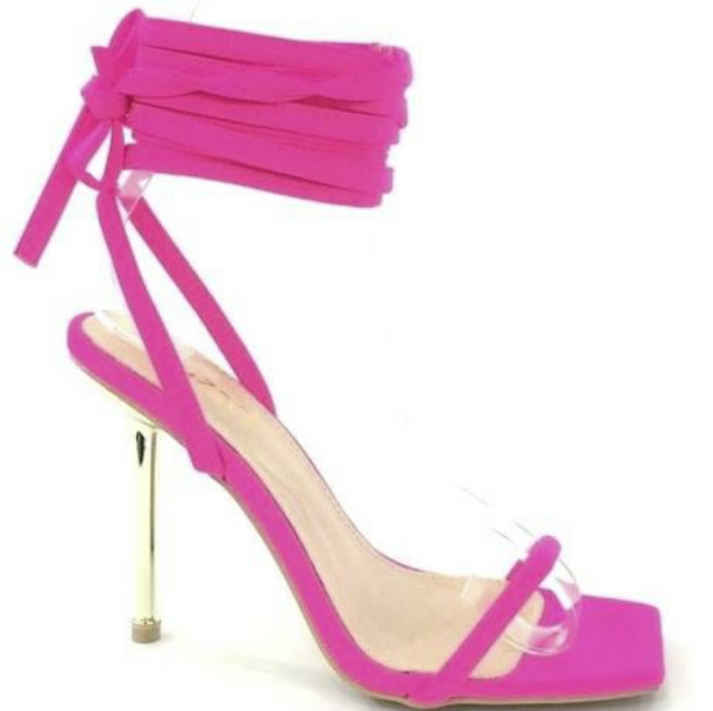 Fuschia scrappy heels